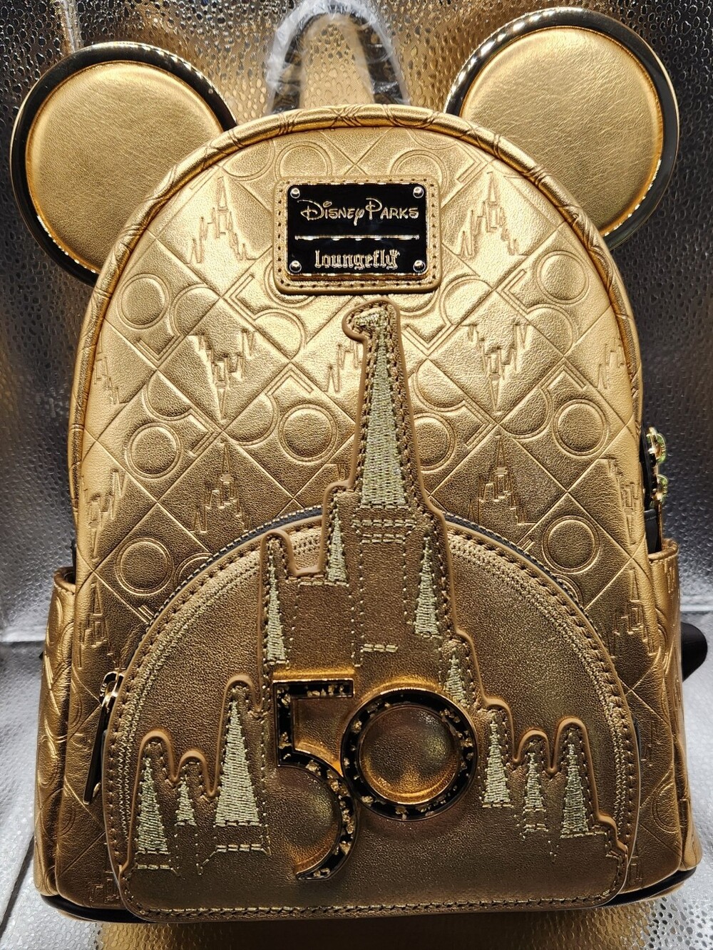 Loungefly WDW 50th Anniversary Gold Backpack